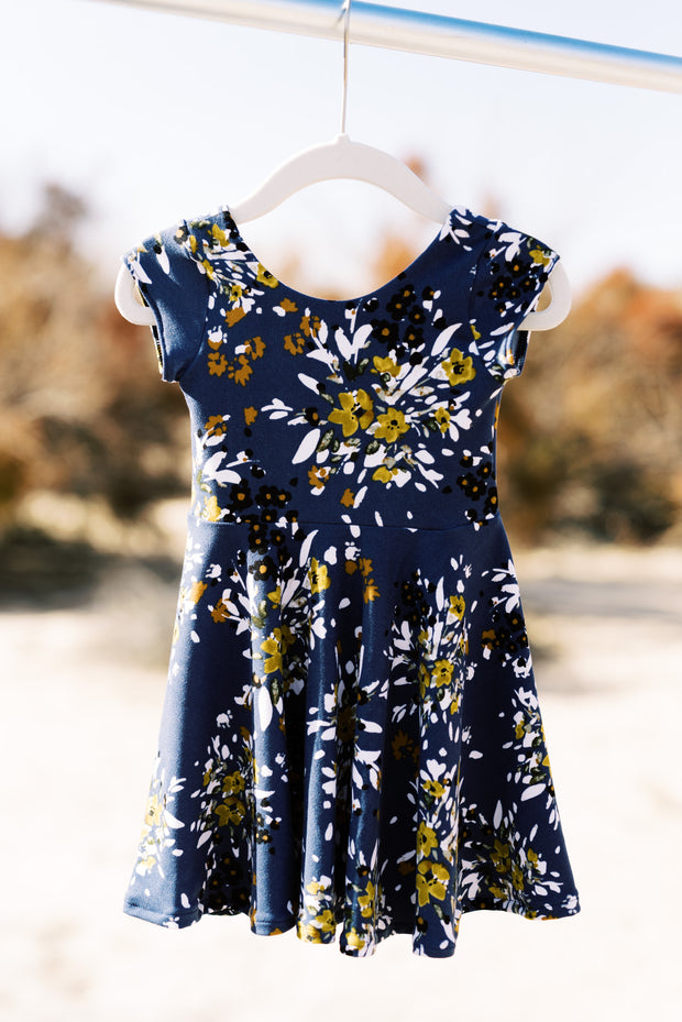 Dusty blue modern toddler twirl dress