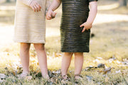 Toddler girls shift dress in metallic gold and black
