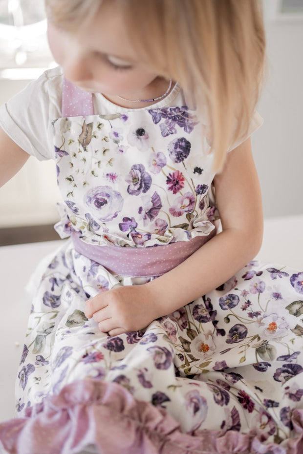 Organic Cotton Lavender Poppies Mommy and Me Apron