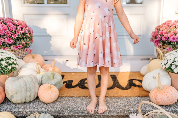 Blush Pink and White Pumpkin Twirl Dress