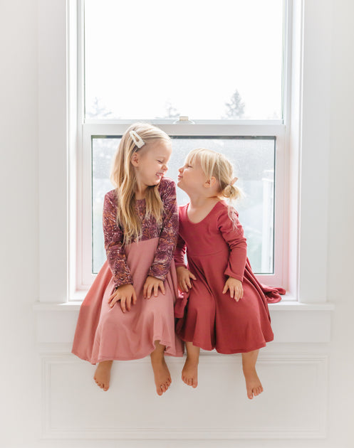 Solid Rib Knit Girls Twirl Dress Available In Five Fall Colors – Rem and Em