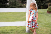 Red and pink apple twirl dress for back to school