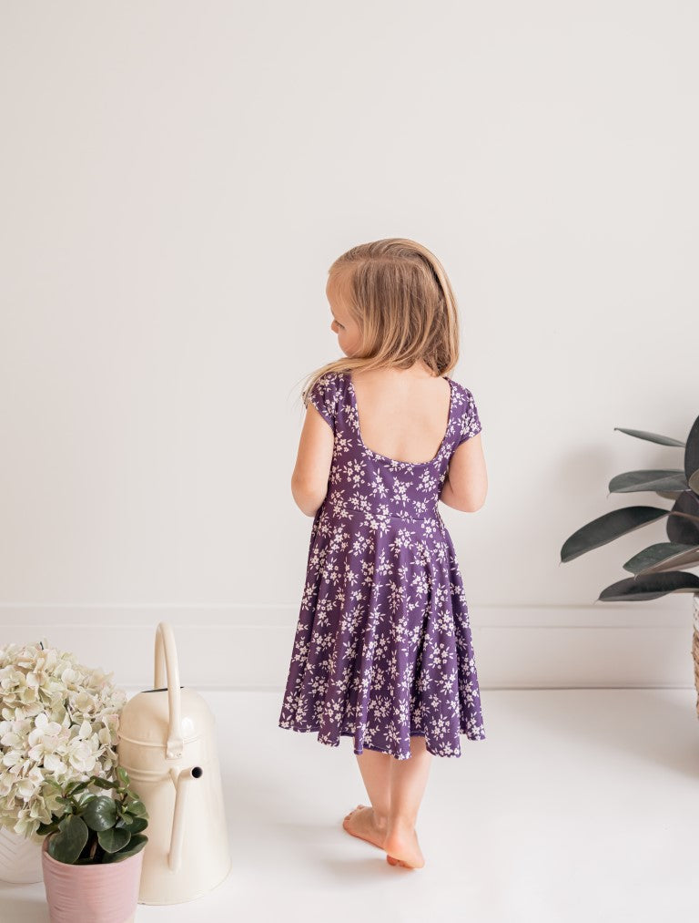 Plum Floral Twirl Dress For Spring Rem and Em Plum Floral Twirl Dress For Spring Rem and Em