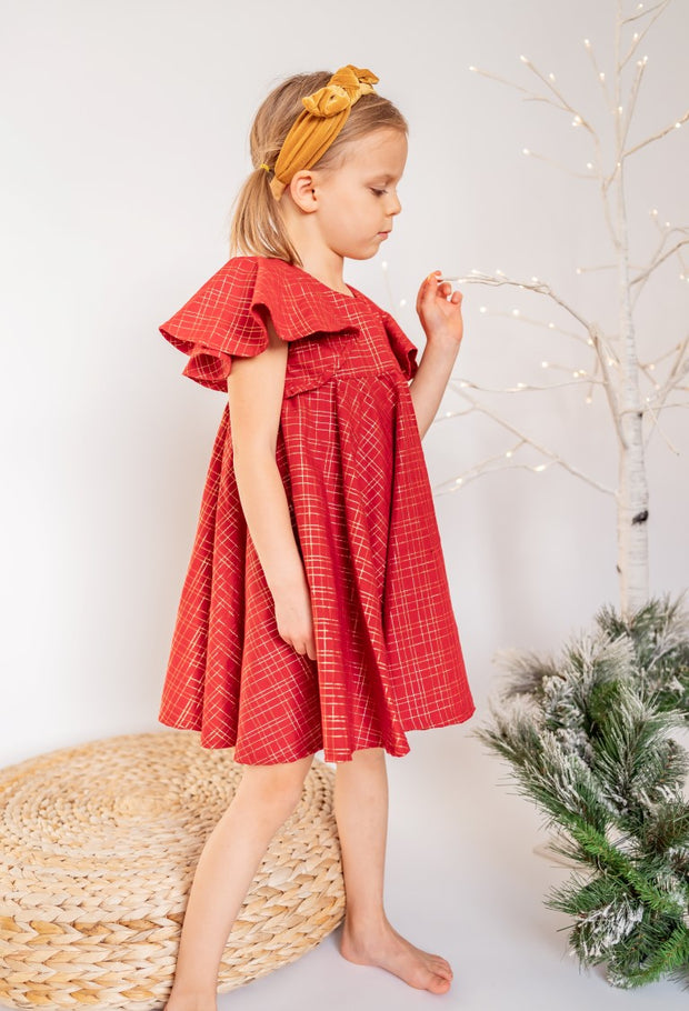 Girls Red and Gold Holiday Dress