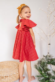 Girls Red and Gold Plaid Christmas Dress